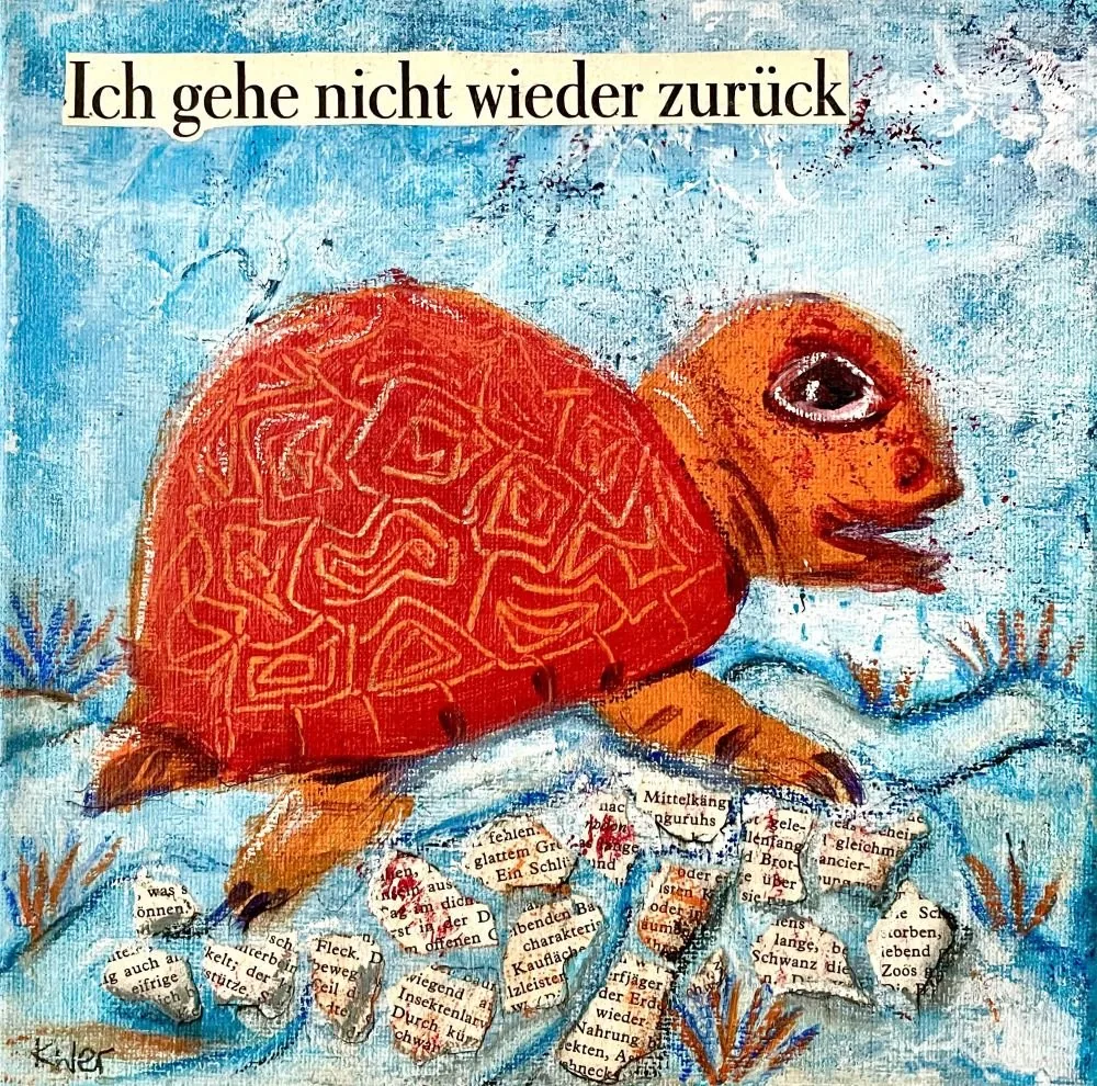 Weiter machen, Mixed Media auf Leinwand, 20*20 cm, 110 Euro
