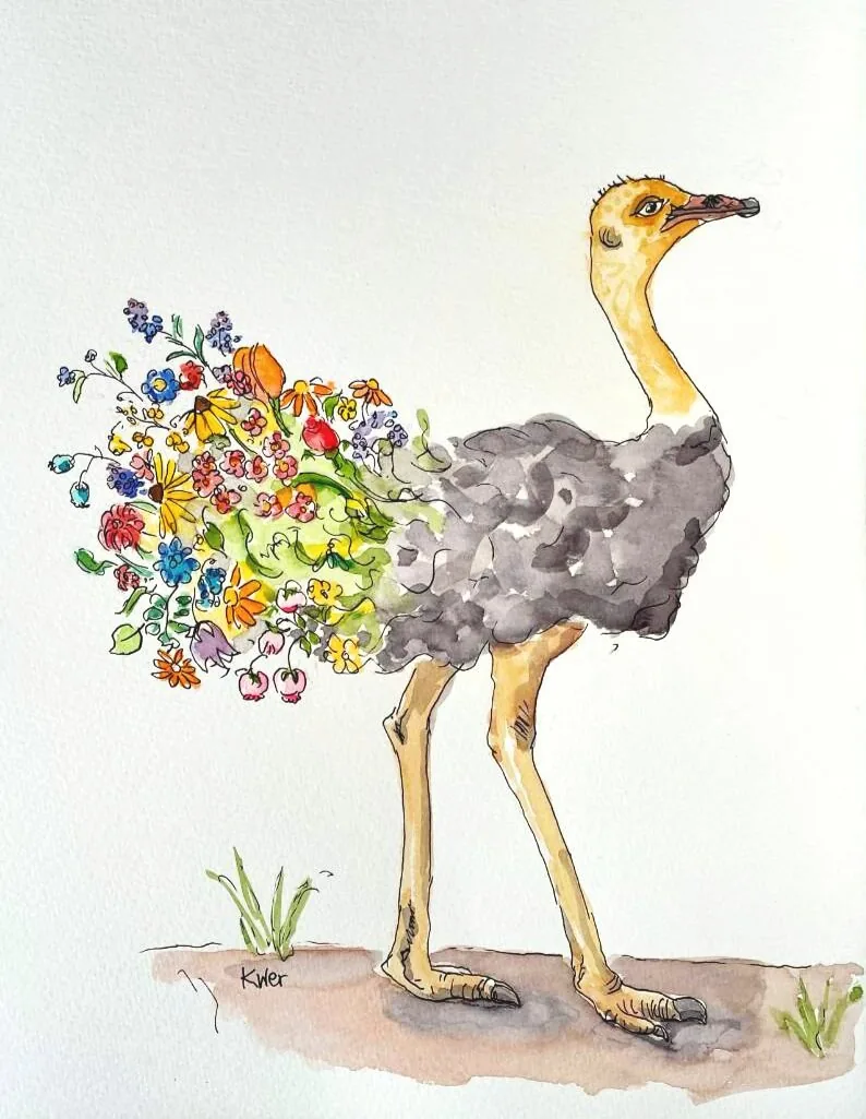 Blumenstrauß, Aquarell und Tusche, 21,5*29 cm, 170 Euro