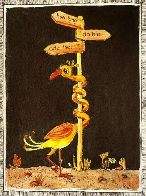 Verwirrt - Tusche und Aquarell, 20*25 cm, verkauft